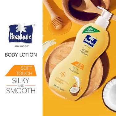 Parachute Advansed Soft Touch Body Lotion for Women & Men, All Skin types, 400ml | Pure Coconut Milk & Honey, 100% Natural, 72h Moisturisation